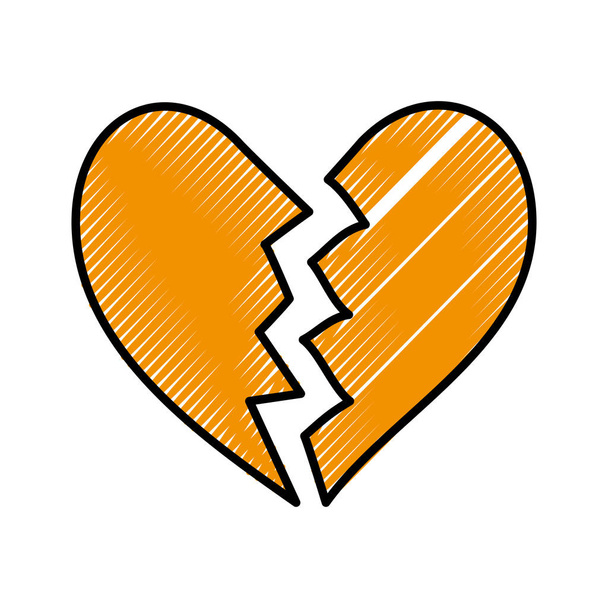 gebroken hart pictogram echtscheiding ultimo symbool van de liefde - Vector, afbeelding