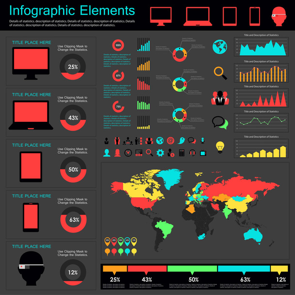 IT Industry Infographic Elements - Вектор, зображення