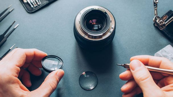 tech maintenance support photo camera lens repair - Foto, immagini