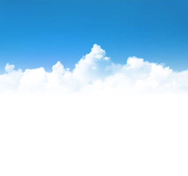 Tło z realistycznymi chmurami nad błękitnym niebem. - Wektor, obraz