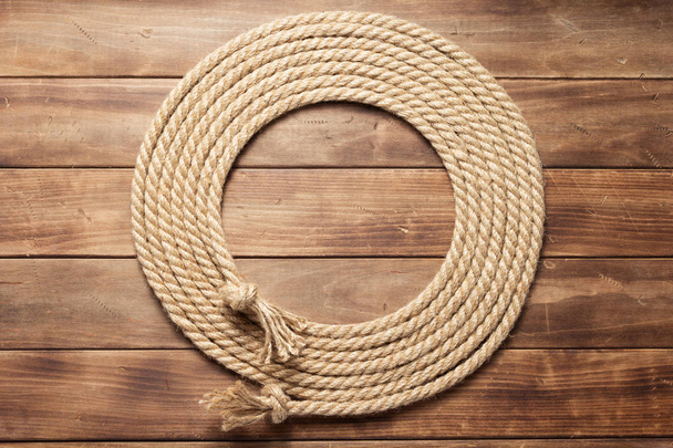 ship rope at wooden background texture - Photo, image
