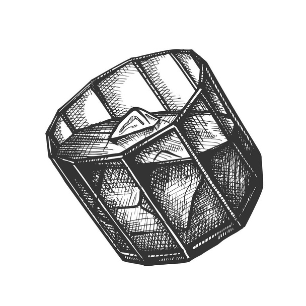 Σχεδιασμός γυαλί με μπέρμπον και παγάκια διάνυσμα - Διάνυσμα, εικόνα