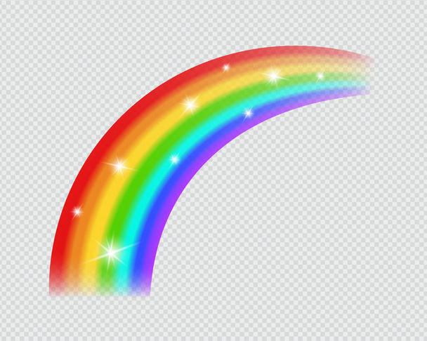 Rainbow with glowing stars. - Vector, Image