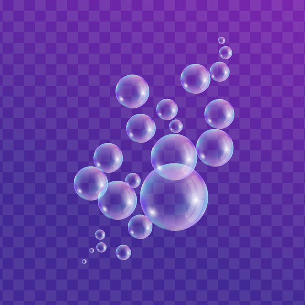 SOAP Bubble samenstelling op transparante achtergrond. - Vector, afbeelding