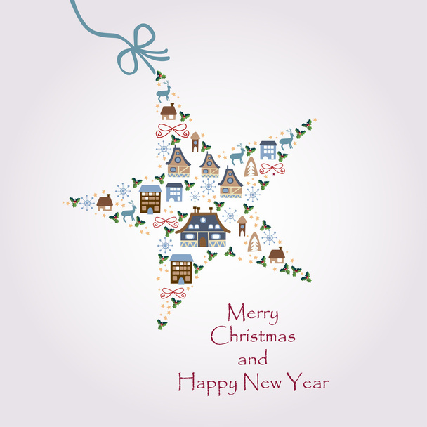 Ilustração de estrela de Natal - cartão postal com uma estrela cintilante
 - Vetor, Imagem