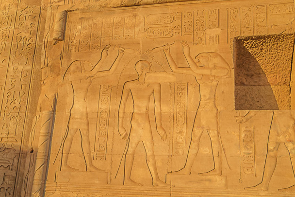 A Ptolemeus XII megtisztítása Tóth és Horus mellett a Kom Ombo templomban - Fotó, kép