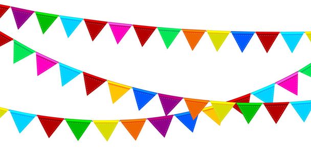 Guirnaldas festivas de banderas de colores
 - Vector, imagen