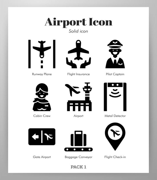 Repülőtéri ikonok Solid Pack - Vektor, kép