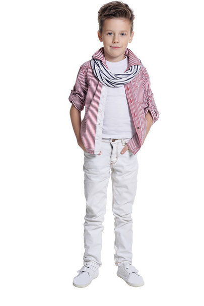 cute boy, posing against white background - Foto, Imagen