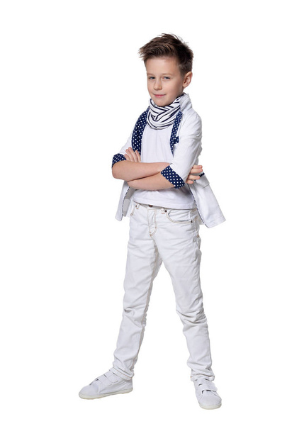 cute boy, posing against white background - Fotoğraf, Görsel