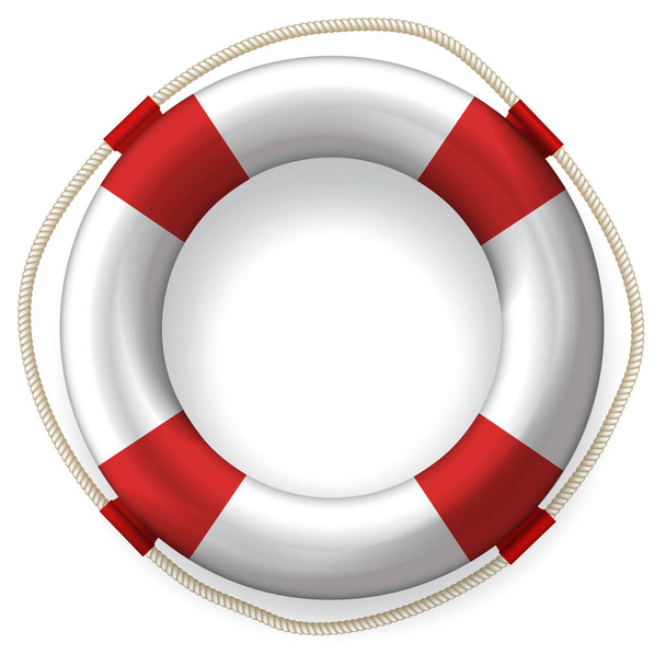 Life buoy with red stripes. - Вектор,изображение