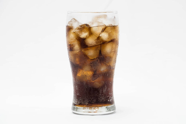 Glass of ice coke isolated on white background  - Photo, Image