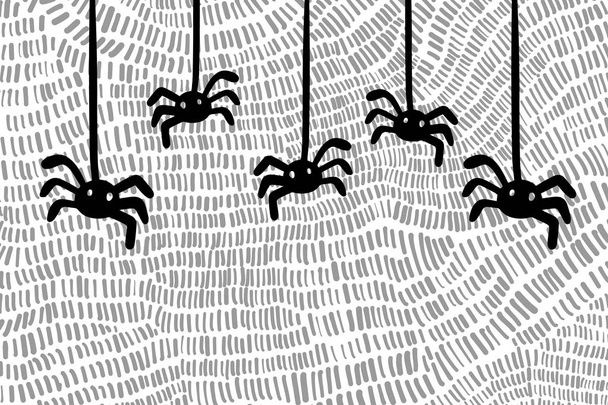 Aranhas na textura ilustração vetorial desenhada à mão em estilo cartoon minimalismo
 - Vetor, Imagem