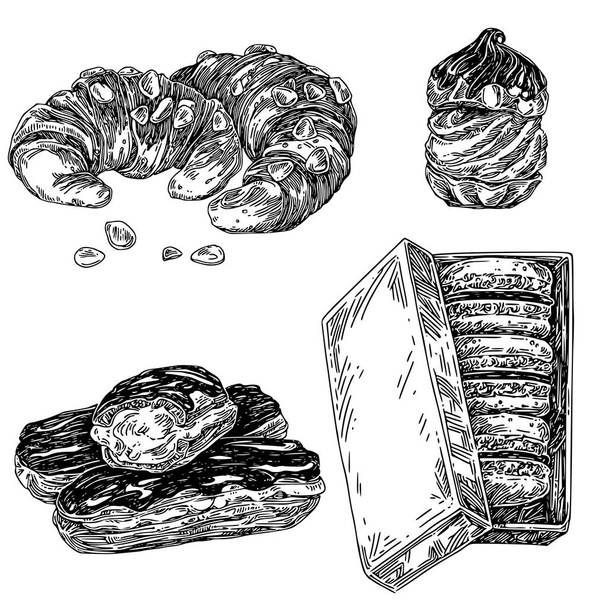 Set of traditional France desserts.  - Vector, afbeelding