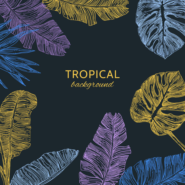 Tropical background with leaves. Color.  - Vetor, Imagem
