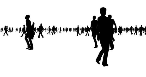 Silhouettes of crowds of people on a white - Footage, Video
