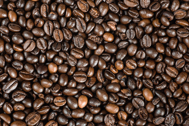 Coffee background, macro photo. Roasted coffee beans - Photo, Image