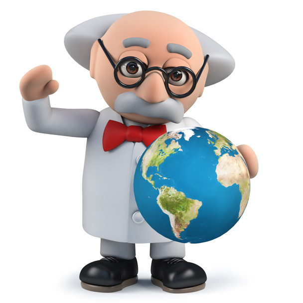 3d scientist holding a globe of the Earth - Photo, Image