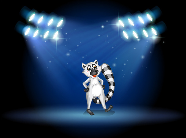 A lemur dancing at the stage with spotlights - Vector, Image