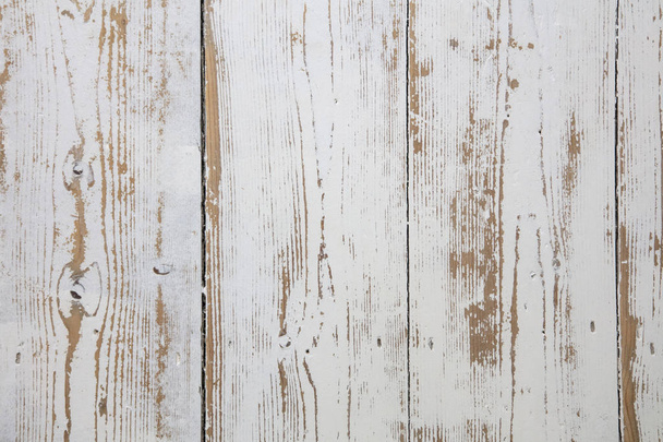 White wooden floorboards. Distressed worn floorboard background painted white - Foto, Bild