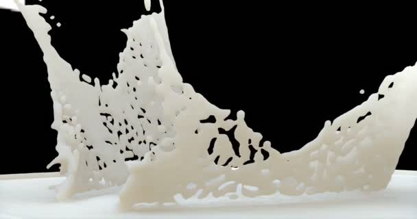 美しい王冠のスプラッシュを形成するミルクの滴下と水しぶき - 映像、動画