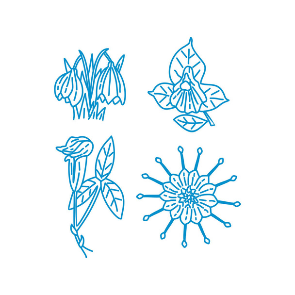 Virág Leaf illusztráció tervezősablon vektor lineáris - Vektor, kép