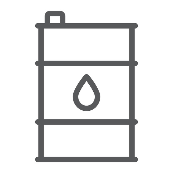 Icono de la línea del barril de petróleo, contenedor e industria, signo del tanque de aceite, gráficos vectoriales, un patrón lineal sobre un fondo blanco
. - Vector, Imagen