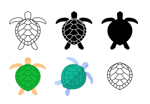 Conjunto de ícones de tartaruga e sinal na arte vetorial
 - Vetor, Imagem