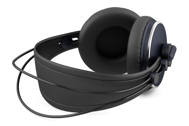 black wireless headphones isolated on white background - Fotografie, Obrázek