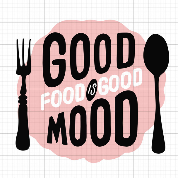 Food related typographic quote. Food old logo design. Vintage ki - Vector, Image
