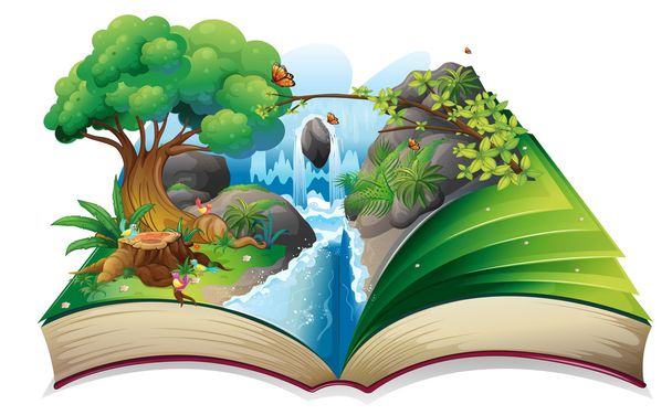 A storybook with an image of the gift of nature - Vector, Image