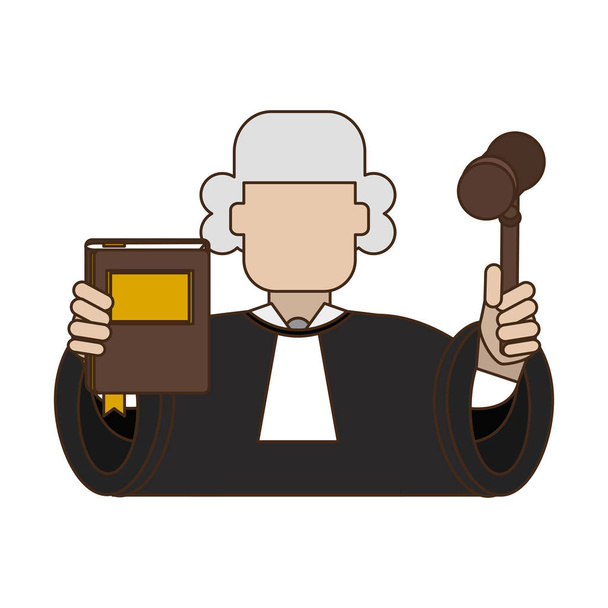 Judge with book and gavel - Vector, Image