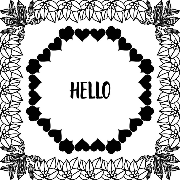 Vector illustration cute flower frame with ornament writing hello - Vector, Image
