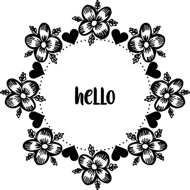 Vector illustration various flower frame with lettering hello - Vecteur, image
