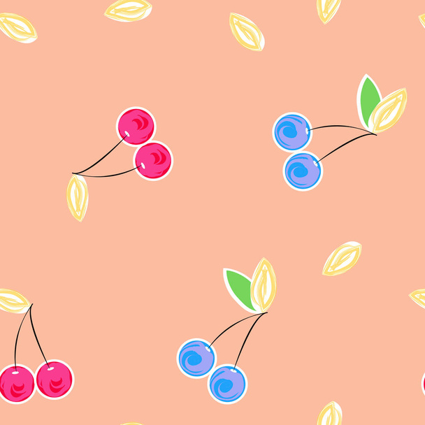 Cherries vector seamless pattern textile print. - Vector, afbeelding