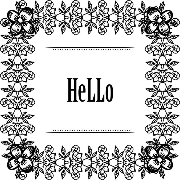 Vector illustration cute wreath frame with pattern card of hello - Vector, Image