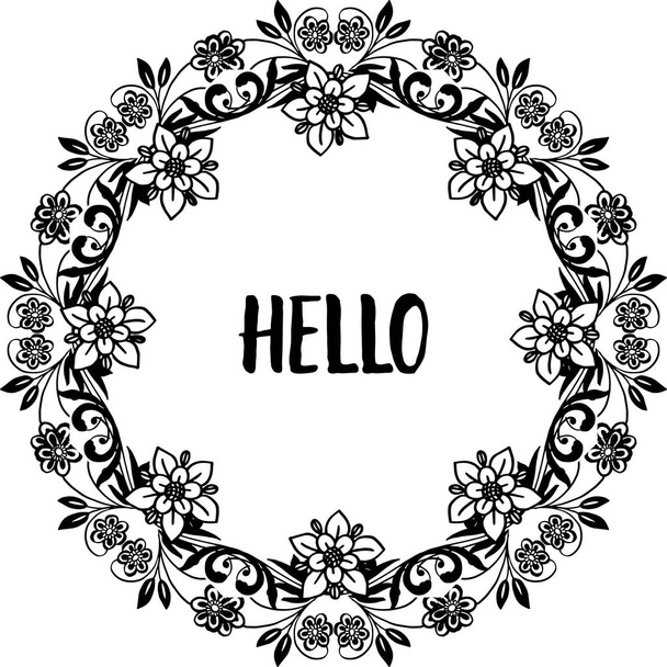 Vector illustration template hello with flower wreath leaves - Vector, Image