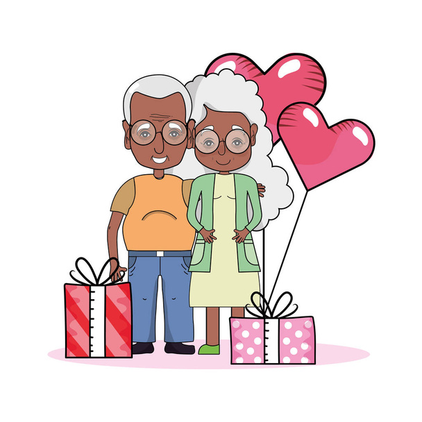 cute grandparents couple cartoon - Vector, Image