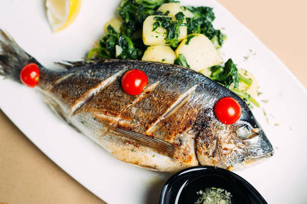 Grilled Dorade Fish on the plate - Photo, image