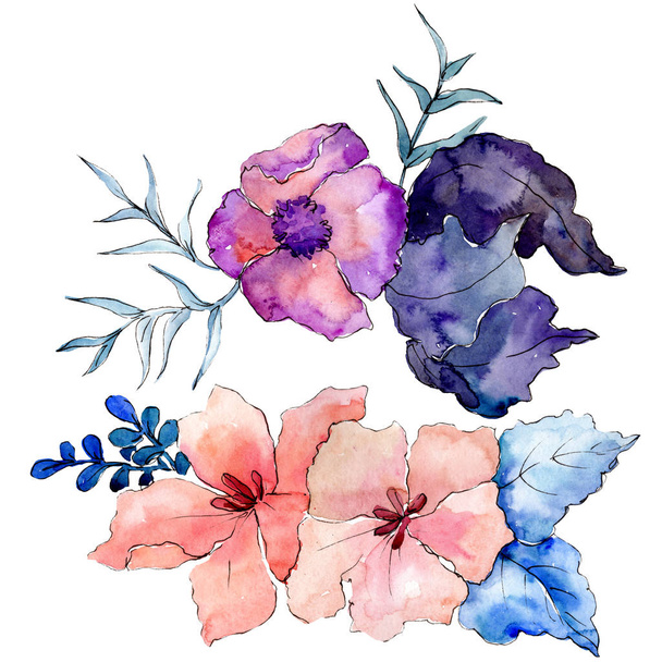 Bouquets floral botanical flowers. Watercolor background illustration set. Isolated bouquet illustration element. - Photo, Image