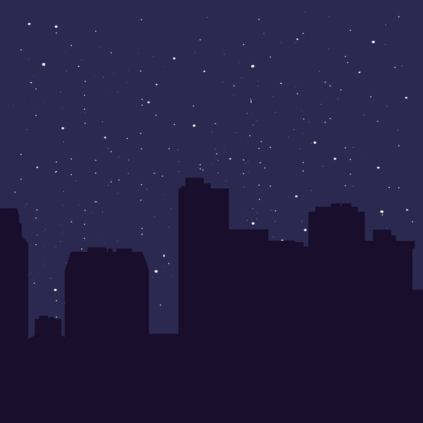 night stars city skyscrapers urban town - Vector, Image