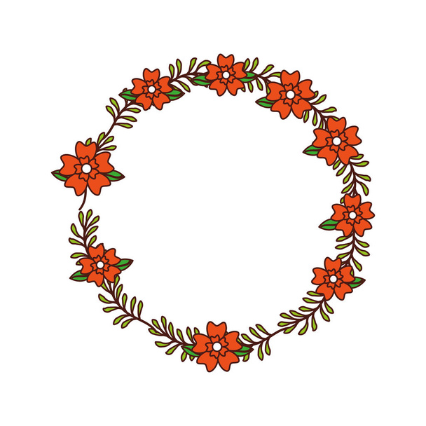 flower wreath floral leaves style decorative element - ベクター画像
