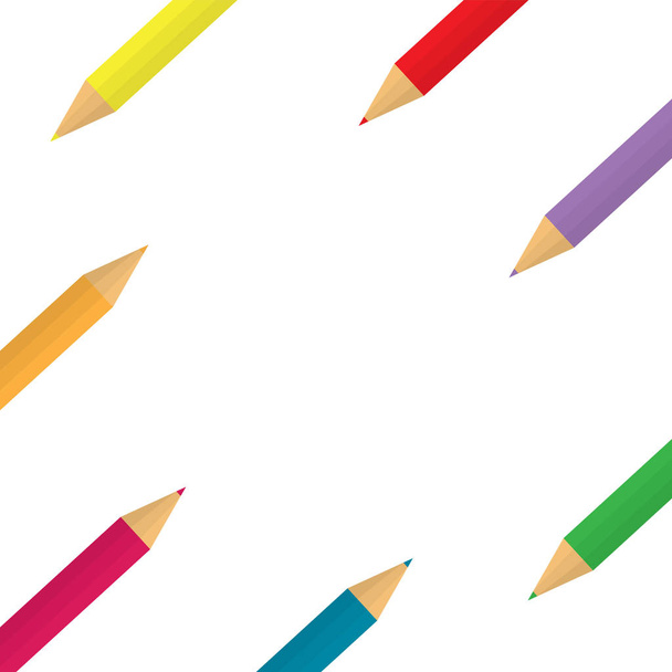 renkli kalemler arka plan- vektör illüstrasyon - Vektör, Görsel