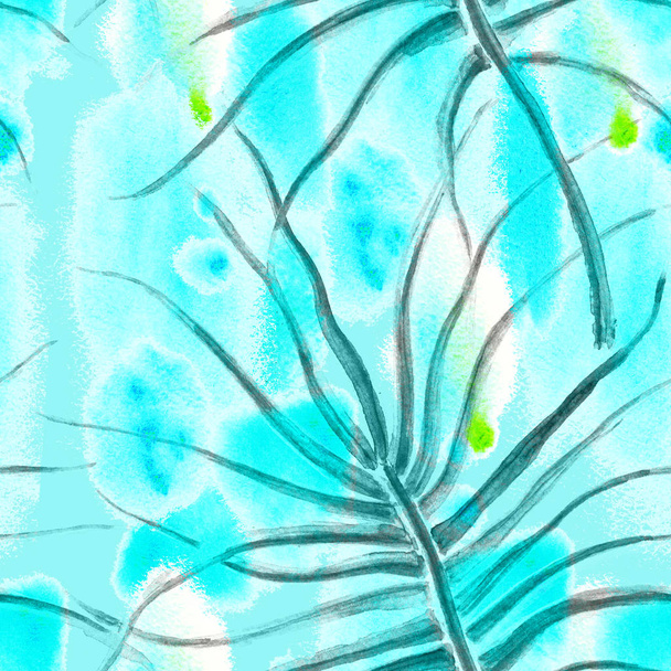 Tropical Blue Seamless Pattern - Foto, imagen