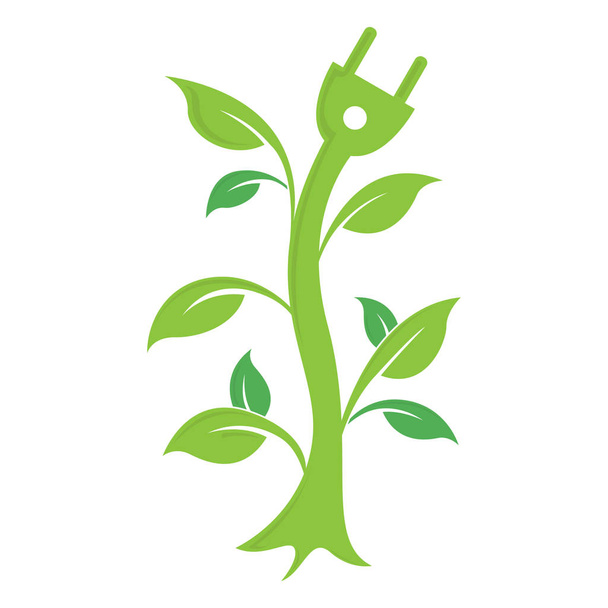 Abstrakti vihreä lehti sähköpistokkeilla logo elementti vektori suunnittelu ekologia symboli
 - Vektori, kuva