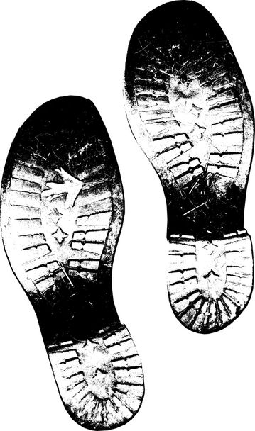vuile oude laarzen voet afdrukken vector versi - Vector, afbeelding