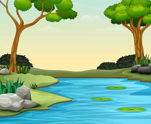 Lo sfondo della scena naturale con lago e loto
 - Vettoriali, immagini