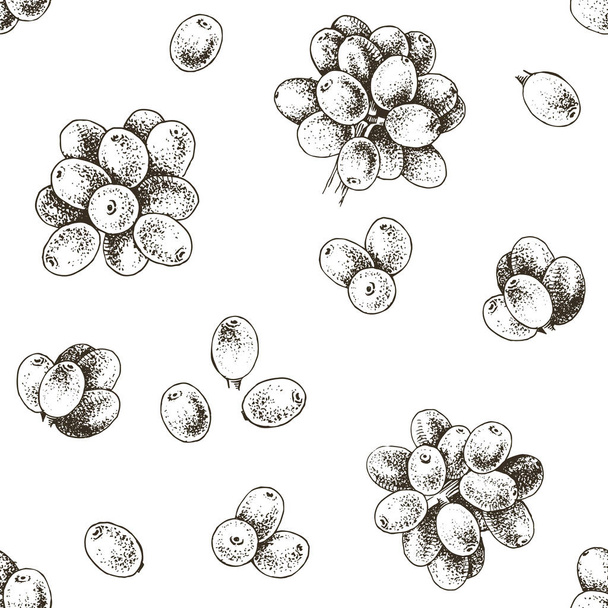 Hand drawn monochrome seamless pattern with coffee beans - Vektor, Bild