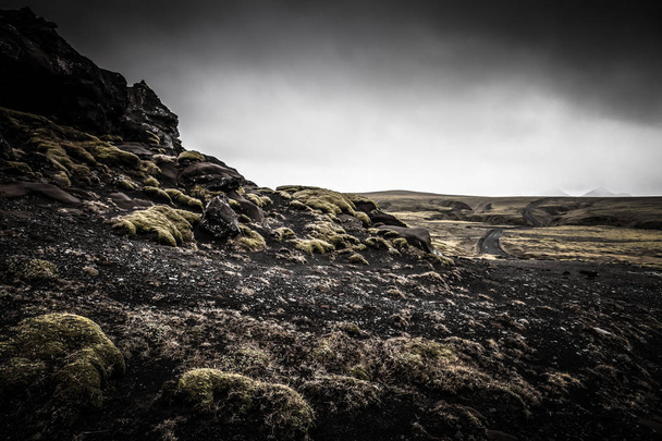 Stony rocky desert landscape of Iceland. Toned - Photo, Image