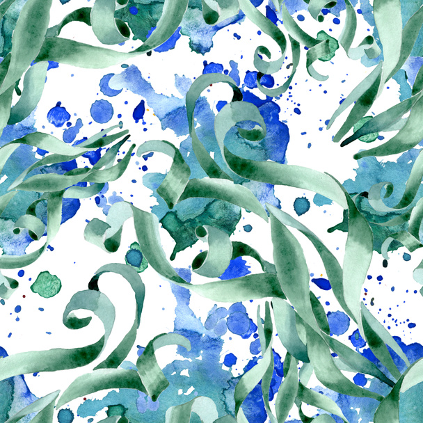 Green succulent floral botanical flowers. Watercolor background illustration set. Seamless background pattern. - Foto, Imagem